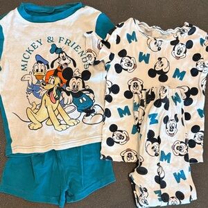 Disney Mickey & Friends Pajama Set - Teal and White bundle of two size 6